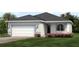 One-story home with light blue exterior, white garage door, and landscaping at 1750 Sunset Preserve Way, Port Charlotte, FL 33953