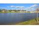 Scenic view of backyard pond, landscaping, and neighboring homes at 4016 86Th E St, Palmetto, FL 34221