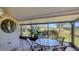 Screened patio with outdoor furniture and serene golf course views at 4419 Glebe Farm Rd # 149, Sarasota, FL 34235