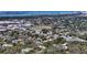 Aerial view showing a charming home surrounded by mature trees and the city in the distance at 3930 Elysian Woods Ln, Sarasota, FL 34231