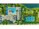 Community pool, pickleball and tennis courts from above at 13126 Indigo Way, Bradenton, FL 34211
