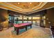 Game room featuring a pool table and large windows with water views at 275 Lookout Point Dr, Osprey, FL 34229