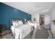 Spacious guest bedroom with two beds and calming blue wall at 401 Quay Commons # 901, Sarasota, FL 34236
