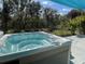 Soothing hot tub on a backyard patio surrounded by landscaping and trees at 12259 23Rd E St, Parrish, FL 34219