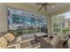 Relaxing screened porch with outdoor furniture, overlooking a fenced backyard at 2520 Terracina Dr, Venice, FL 34292