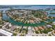 Stunning aerial view of a waterfront community with lush greenery and serene canals at 451 Bowdoin Cir, Sarasota, FL 34236