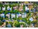 Aerial perspective showcasing a single-Gathering home in a residential neighborhood at 5345 Siesta Ct, Sarasota, FL 34242