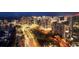 Aerial view of downtown skyline at night, highlighting city lights, traffic, and waterfront location at 1255 N Gulfstream Ave # Ph1501, Sarasota, FL 34236