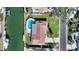 Top-down view of house highlighting pool and canal access at 537 Halyard Ln, Longboat Key, FL 34228