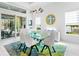 Bright dining room with glass table, white chairs, and a view of the backyard at 15407 Castle Park Ter, Lakewood Ranch, FL 34202