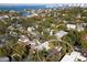 Aerial view showcasing the home's location within a neighborhood near the water at 1656 Hillview St, Sarasota, FL 34239