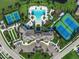 Community features pool, tennis, pickleball courts and clubhouse at 8792 Rain Song Rd, Sarasota, FL 34238