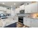 White kitchen cabinets, stainless steel appliances, and a patterned backsplash at 1256 Napoleon Rd, North Port, FL 34288