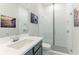 Modern bathroom with a glass shower and stylish vanity at 4707 Arpino Ct, Bradenton, FL 34211
