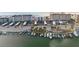 Aerial view of the condo, beach, and marina at 1100 Tarpon Center Dr # 5B, Venice, FL 34285