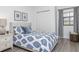 Guest bedroom with a double bed and calming blue bedding at 7702 Lake Vista Ct # 306, Lakewood Ranch, FL 34202