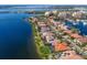 Aerial view of waterfront house with pool at 805 Riviera Dunes Way, Palmetto, FL 34221