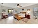 Cozy bedroom with hardwood floors, a ceiling fan, and access to an outdoor patio at 521 Cummings St, Sarasota, FL 34242