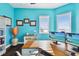 Home office with hardwood floors, built-in desk, and water views at 5531 2Nd Avenue W Cir, Palmetto, FL 34221