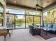 Spacious screened patio overlooking the pool and lush landscaping at 8325 Lindrick Ln, Bradenton, FL 34202