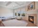 Cozy living room featuring a fireplace, recessed lighting and hardwood floors at 4742 Balboa Park Loop, Bradenton, FL 34211