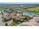 Aerial view of community with pool, clubhouse, and golf course at 5830 Wake Forest Run # 102, Bradenton, FL 34211