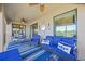Covered lanai offers comfortable seating and a view of the golf course at 5830 Wake Forest Run # 102, Bradenton, FL 34211