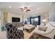Spacious living room featuring comfortable seating, a large TV, and tasteful decor at 5830 Wake Forest Run # 102, Bradenton, FL 34211