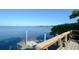 Elevated view of a private wooden dock on calm water at 7840 34Th W Ave # 203, Bradenton, FL 34209