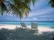 Tranquil beach scene with chairs under palm trees, perfect for relaxation by the turquoise ocean at 9514 Colonial Dr, Bradenton, FL 34210