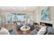Spacious living room with water views, fireplace, and comfortable seating at 178 N Washington Dr, Sarasota, FL 34236