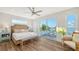 Spacious main bedroom with water views and private deck access at 178 N Washington Dr, Sarasota, FL 34236