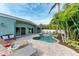 Relaxing pool area with patio furniture and tropical plants at 312 Hardin Ave, Anna Maria, FL 34216