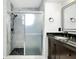 Bathroom with shower, granite countertop, and vanity at 3215 Lake View Blvd, Port Charlotte, FL 33948
