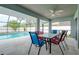 Enjoy dining alfresco in this covered poolside patio with seating for six at 3215 Lake View Blvd, Port Charlotte, FL 33948