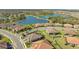 Aerial view showcasing a lakefront villa community at 5308 Rushmere Ct, Palmetto, FL 34221