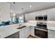 Modern kitchen with white cabinets, stainless steel appliances, and a breakfast bar at 585 Purdy St, Englewood, FL 34223