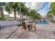 Inviting swimming pool lined with palm trees, lounge chairs and tables, surrounded by well-maintained landscaping at 461 Nokomis S Ave, Venice, FL 34285