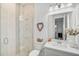 Stylish bathroom with a walk-in shower and modern vanity at 5035 Kiva Cir, Bradenton, FL 34211