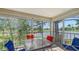 Screened balcony with table and chairs overlooking a golf course and water at 5242 Wedgewood Ln # 62, Sarasota, FL 34235