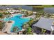 Aerial view of a large, unique pool with surrounding amenities at 5341 Popoli Way, Sarasota, FL 34238