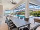 Relaxing pool and patio area with covered seating and outdoor dining at 19405 Ganton Ave, Lakewood Ranch, FL 34202