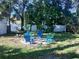 Relaxing backyard with fire pit and seating at 323 Mira Vista Dr, Dunedin, FL 34698