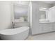 Elegant bathroom with soaking tub and double vanity at 4611 Shark Dr, Bradenton, FL 34208