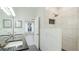 Modern bathroom with marble tile shower, double sinks, and neutral decor at 5307 52Nd W Ave, Bradenton, FL 34210