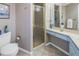 Bathroom with shower, vanity, and toilet at 6101 34Th W St # 19H, Bradenton, FL 34210