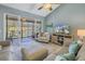 Living room with access to a screened lanai overlooking a pond at 6101 34Th W St # 19H, Bradenton, FL 34210