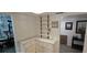 Kitchen corner with additional white cabinets at 3935 Panola Ln # 183, Sarasota, FL 34232