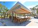 Covered picnic area with tables, surrounded by trees, offers a relaxing space at 640 Venice Ln, Sarasota, FL 34242