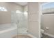 Bathroom with corner shower, soaking tub, and toilet at 4931 Flagstone Dr, Sarasota, FL 34238